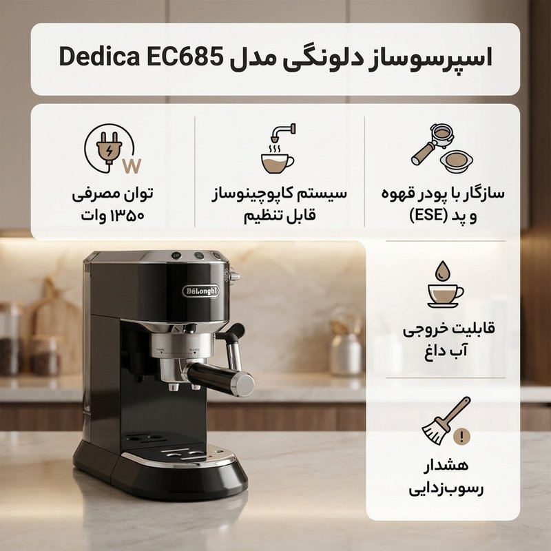 اسپرسوساز دلونگی مدل EC685 Dedica