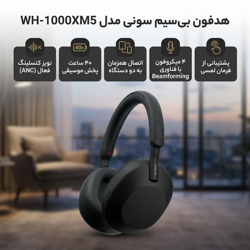 هدفون بلوتوثی سونی مدل WH-1000XM5